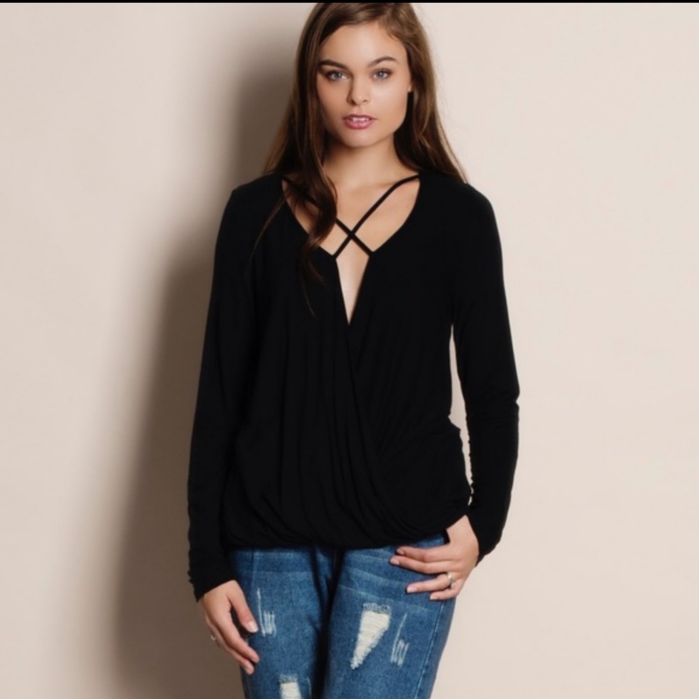 Black criss cross top